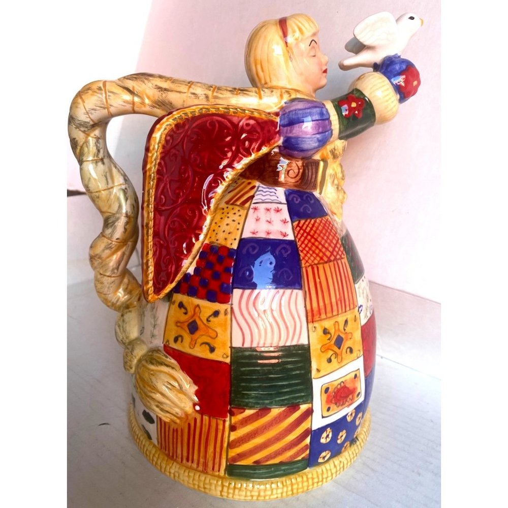 Studio Nova Christmas Old World Santa Angel Patchwork Quilt Pitcher